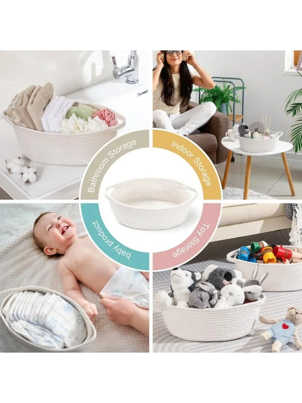 8 Pack Small Woven Baskets with Gift Bags & Ribbons - Decorative Nursery